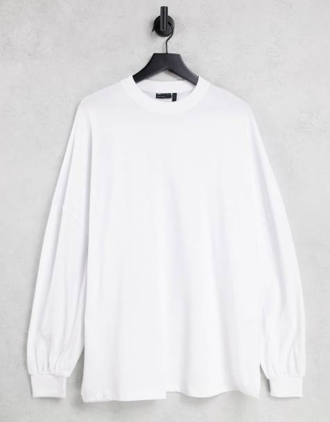 ASOS DESIGN – Langärmliges Shirt in Weiß in extremer Übergröße mit Ballonärmeln - view 1