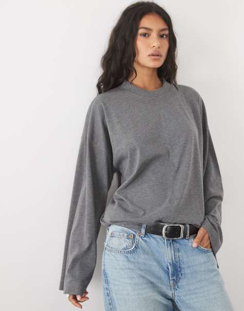 ASOS DESIGN langärmliges Skate-T-Shirt in Anthrazit - view 1