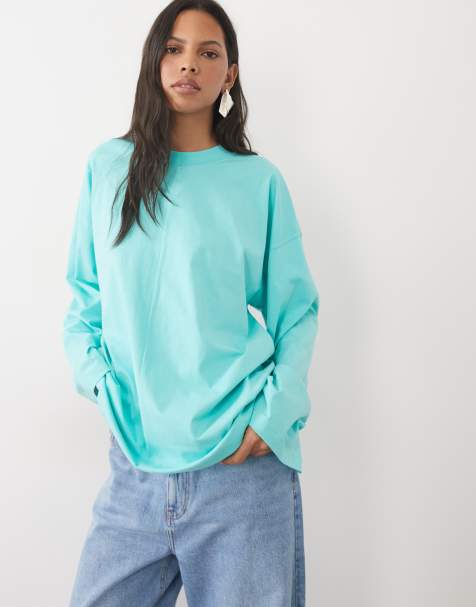 ASOS DESIGN langärmliges Skate-T-Shirt in Türkis - view 1