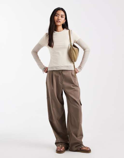 ASOS DESIGN – Langärmliges, zweilagiges Oberteil aus Netzstoff in Buttermilchgelb, 2 von 4