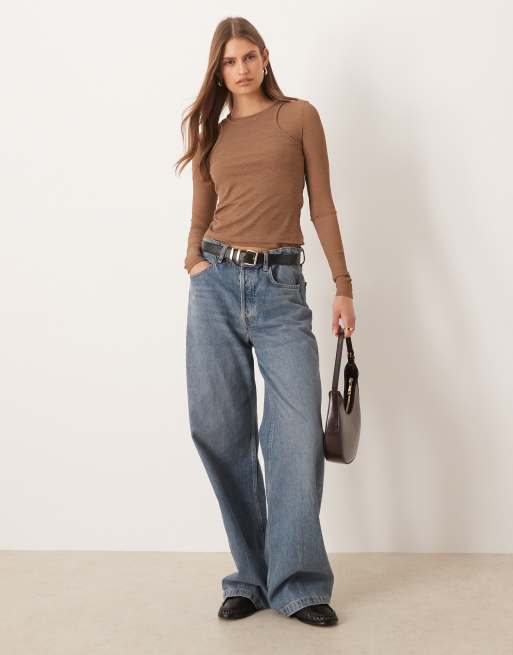 ASOS DESIGN – Langärmliges, zweilagiges Oberteil in Schokobraun, 3 von 4