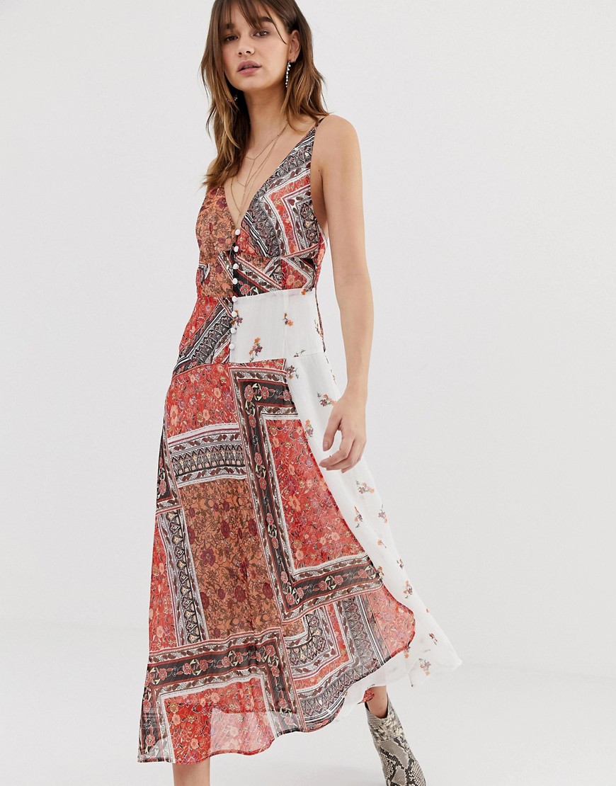 ASOS DESIGN - Lange cami-jurk met sjaal en bloemenprint-Multi