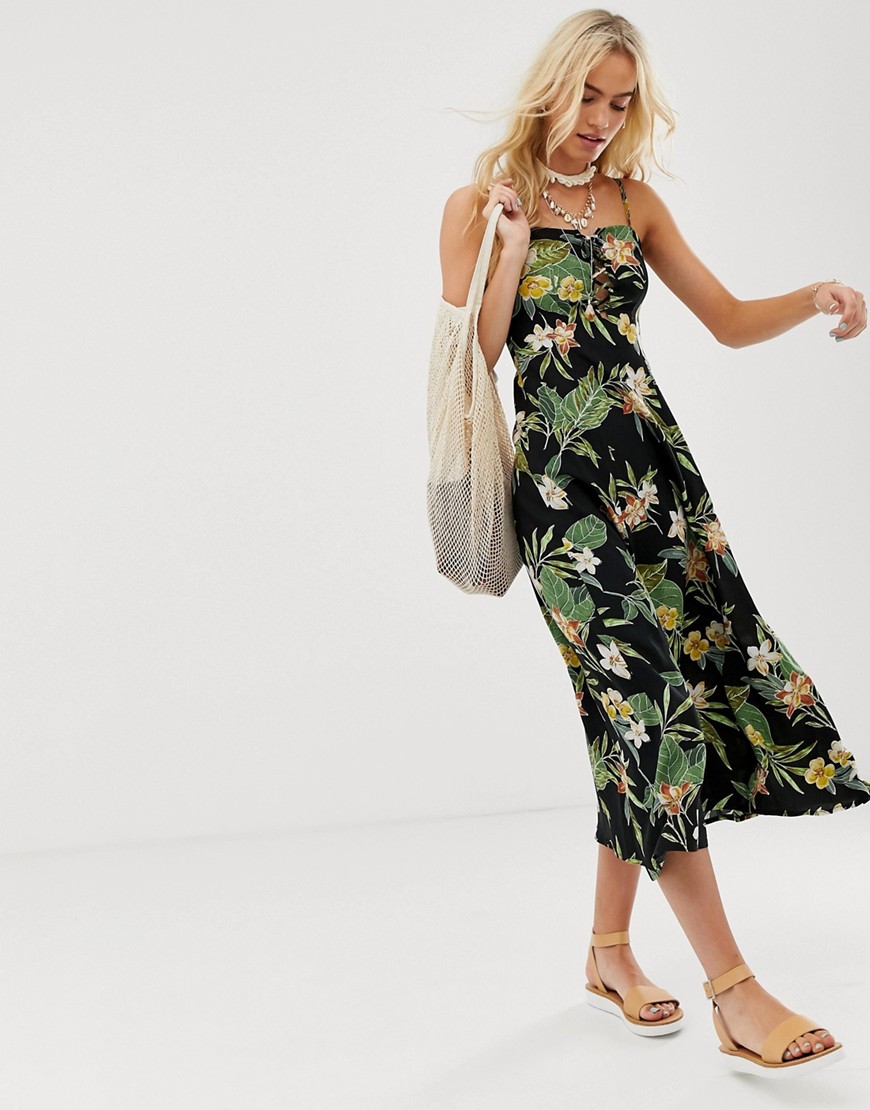 ASOS DESIGN - Lange cami-jurk met tropische print-Multi