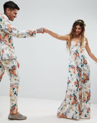 ASOS DESIGN - Lange cami-jurk met vierkante halslijn en bandjes in bloemenprint-Multi