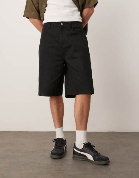 ASOS DESIGN - Lange canvas jort in zwart - view 1