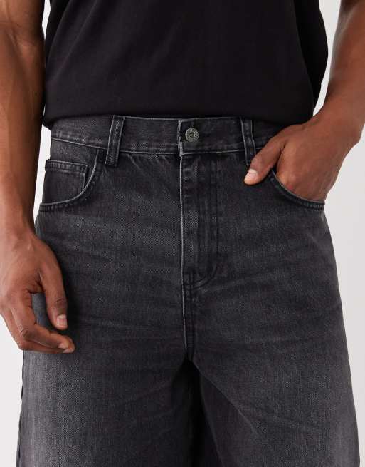ASOS DESIGN - Lange denim-jorts i vasket sort, 5 af 5