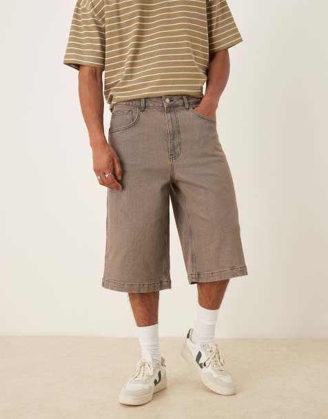 ASOS DESIGN - Lange denim short in grijs met wassing - view 1