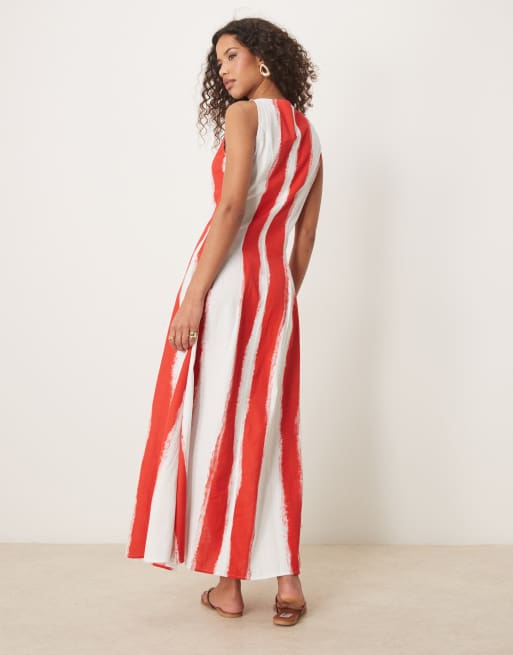 ASOS DESIGN - Lange giletjurk met rechte hals en knoopsluiting in gestreept, 2 van 4