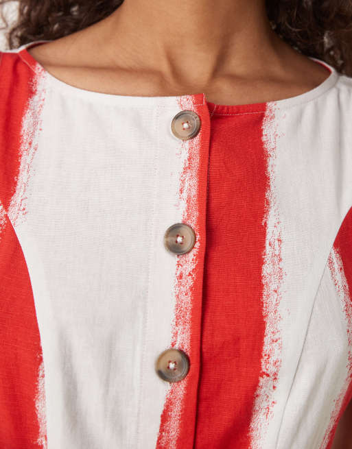 ASOS DESIGN - Lange giletjurk met rechte hals en knoopsluiting in gestreept, 3 van 4