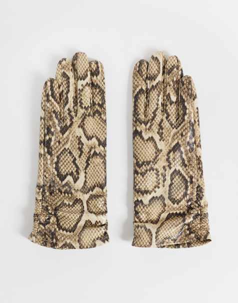 ASOS DESIGN lange Handschuhe aus Kunstleder mit Schlangenmuster - view 1