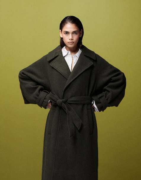 ASOS DESIGN - Lange jas met cape in kaki - view 1