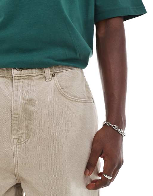 ASOS DESIGN – Lange Jeans-Jorts in Taupe, 4 von 5