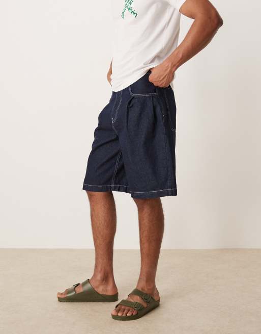 ASOS DESIGN – Lange Jeansjorts in Raw-Waschung mit Faltentaschen, 2 von 5