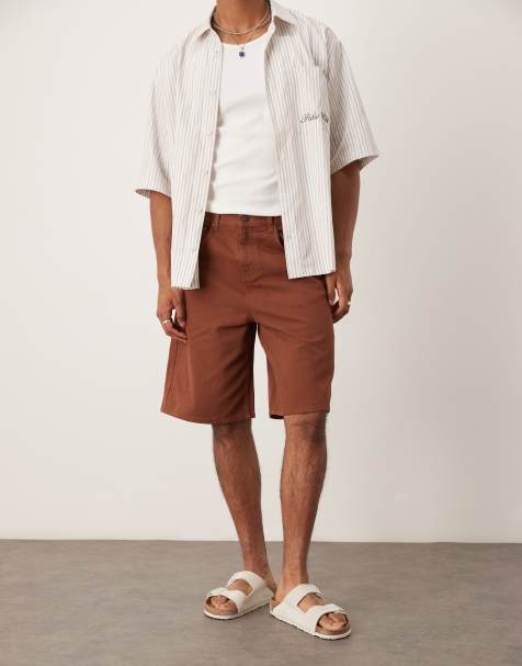 ASOS DESIGN – Lange Jorts in brauner Wildlederoptik - view 1