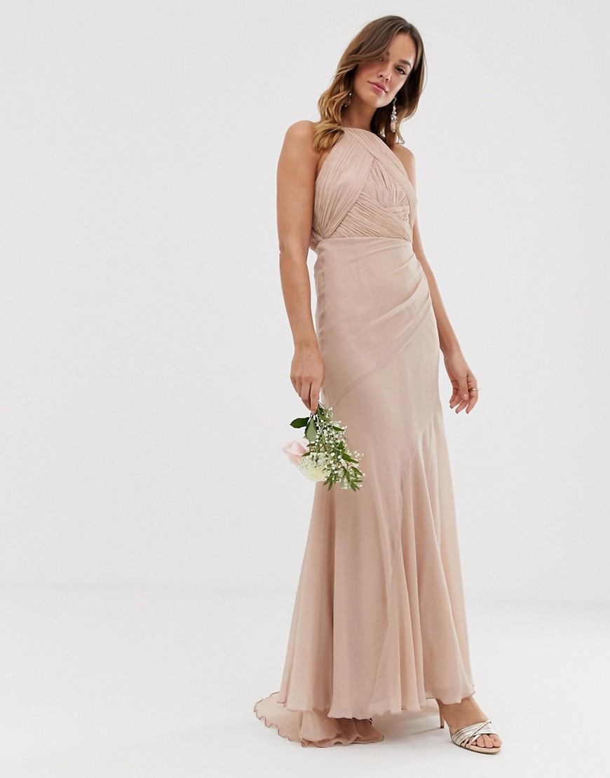 ASOS DESIGN - Lange jurk model overgooier met uitlopende rok voor bruidsmeisje-Grijs