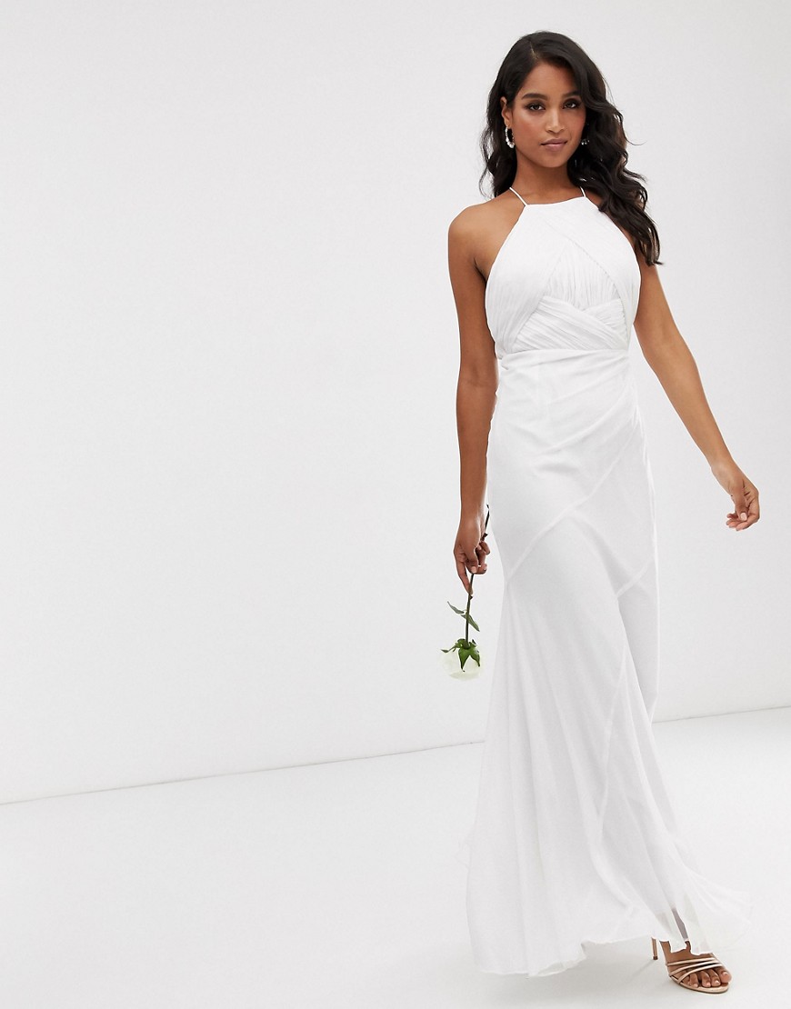 ASOS DESIGN - Lange jurk model overgooier met uitlopende rok voor bruidsmeisje-Wit