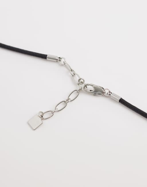 ASOS DESIGN - Lange ketting met abstracte hanger in zilverkleur, 4 van 4