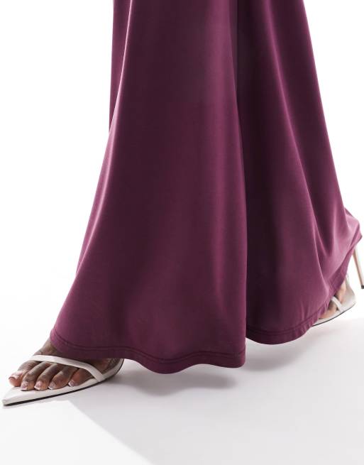ASOS DESIGN - Lange kokerrok in donkere bessenkleur, deel van co-ord set, 3 van 5