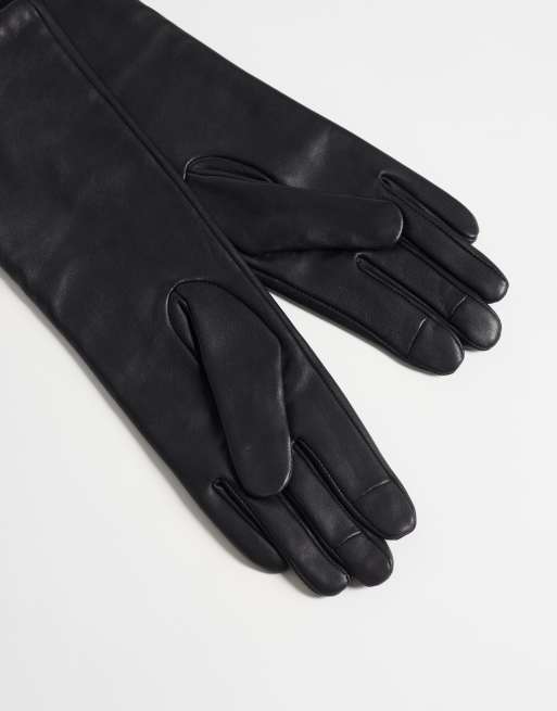 ASOS DESIGN lange læderhandsker i sort, 2 af 3