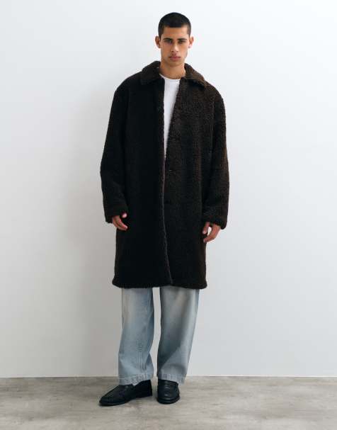 ASOS DESIGN lange overjas in bruin - view 1