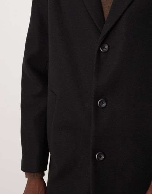 ASOS DESIGN - Lange ruimvallende jas met wollook in zwart, 5 van 5