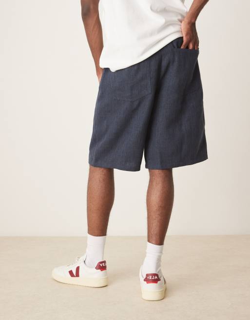 ASOS DESIGN - Lange short in marineblauw, 3 van 5
