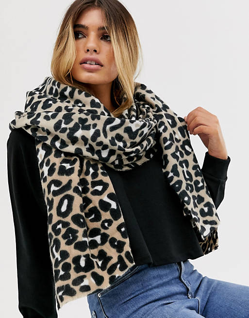 ASOS DESIGN - Lange sjaal met luipaardprint