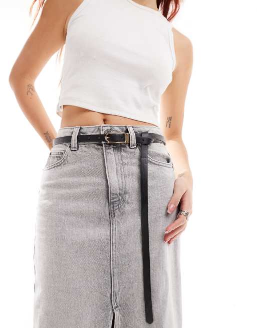ASOS DESIGN - Lange skinny boyfriend riem in zwart 