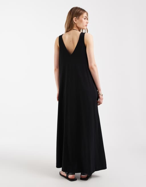 ASOS DESIGN - Lange slipdress met A-lijn in zwart, 4 van 4
