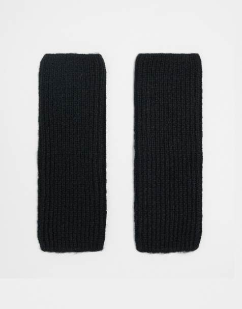 ASOS DESIGN - Lange strikkede håndfladevarmere i sort - view 1