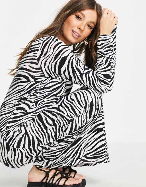 ASOS DESIGN - Lange T-shirtjurk met lange mouwen en zebraprint, 4 van 4