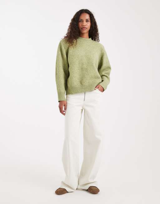 ASOS DESIGN - Lange trui met verlaagde schouders in saliegroen, 2 van 4