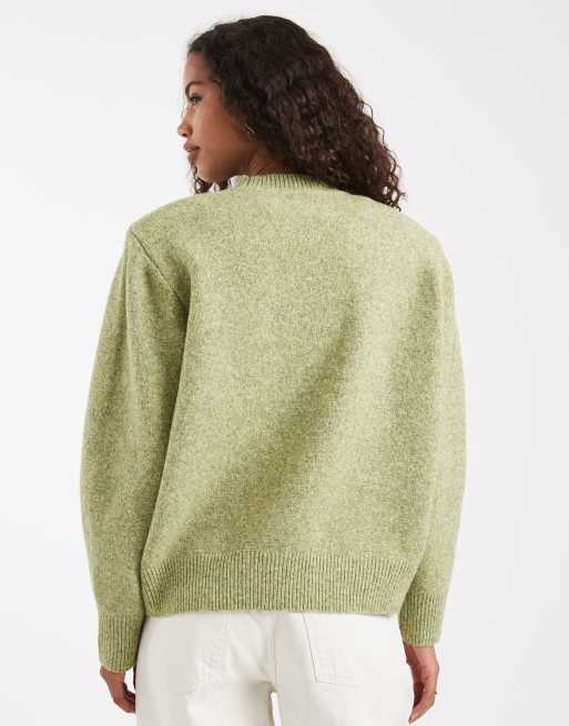 ASOS DESIGN - Lange trui met verlaagde schouders in saliegroen, 3 van 4