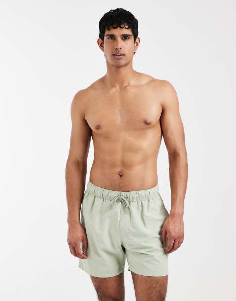 ASOS DESIGN - Lange zwemshort in saliegroen - view 1