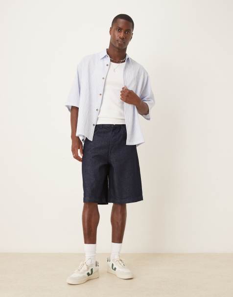 ASOS DESIGN – Länger geschnittene Denim-Jorts in Raw-Waschung - view 1