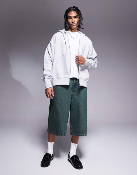 ASOS DESIGN – Länger geschnittene Jeans-Jorts in dunkelblauer Waschung mit Farbstich - view 1