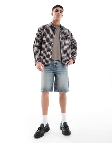 ASOS DESIGN – Länger geschnittene Jeans-Jorts in hellblauer Waschung mit Farbstich - view 1