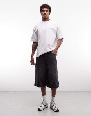 Länger geschnittene Jeans-Jorts in Schwarz Schwarz 56