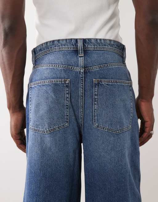 ASOS DESIGN – Länger geschnittene Jeans-Jorts in verwaschenem Mittelblau, 5 von 5
