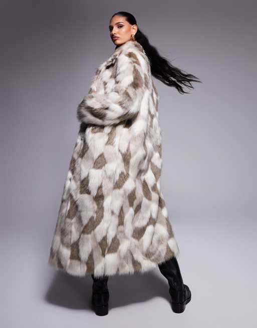ASOS DESIGN – Langer Kunstpelz-Mantel mit Dalmatinermuster, 4 von 4