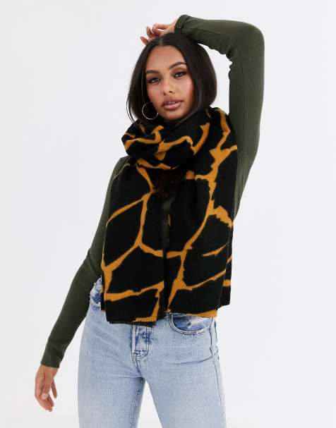 ASOS DESIGN – Langer, leichter Schal mit Giraffenprint