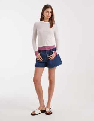 ASOS DESIGN - Längere A-Linien-Shorts in reinem Mittelblau