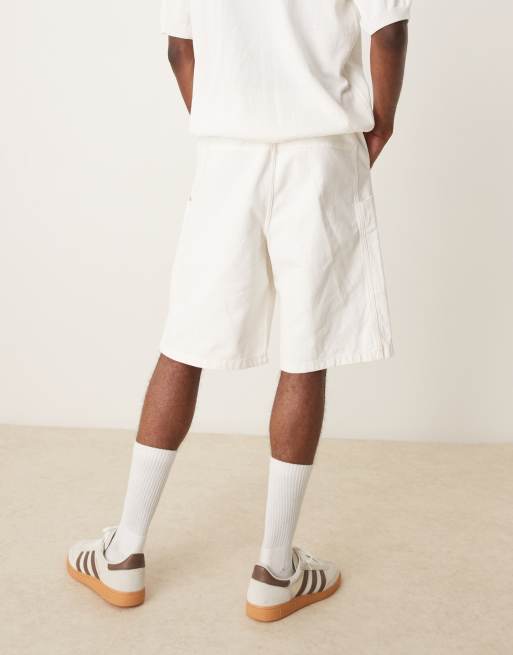 ASOS DESIGN - Langere cargoshort met trekkoord in onbewerkt ecru, 3 van 5