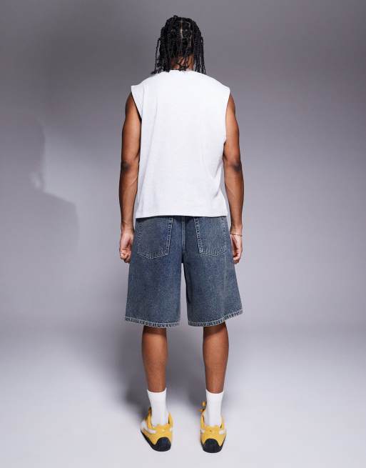 ASOS DESIGN - Langere denim jort in donkere acid-wash, 2 van 5