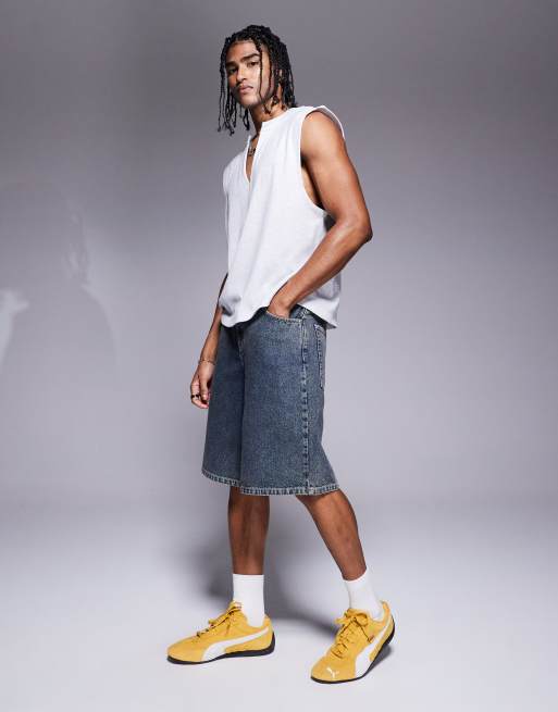 ASOS DESIGN - Langere denim jort in donkere acid-wash, 3 van 5