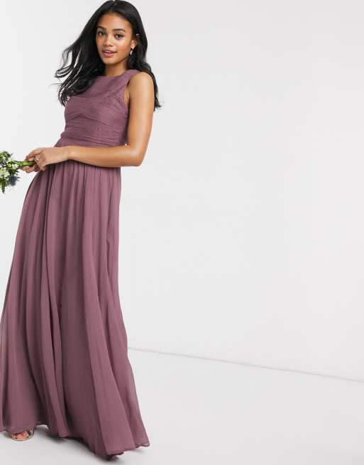 ASOS DESIGN Langes Brautjungfern Kleid mit weich plissiertem Oberteil ASOS