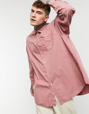 ASOS DESIGN – Langes Oversize-Hemd in Rosé-Rosa