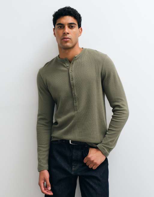 ASOS DESIGN langærmet Henley-T-shirt i khaki, 2 af 5