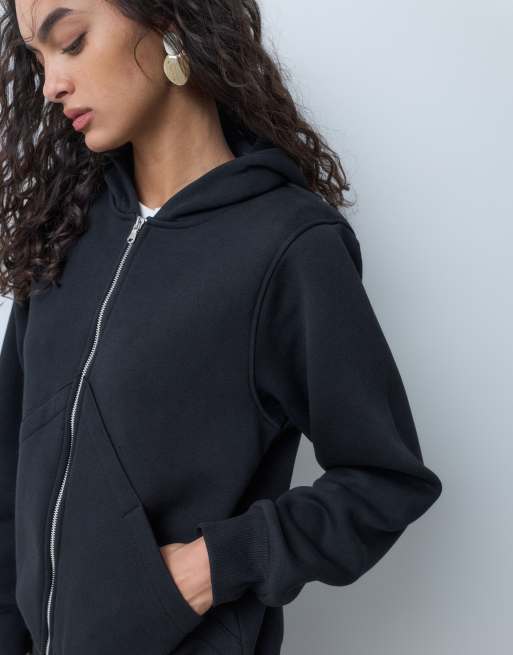 ASOS DESIGN langærmet hoodie med lynlås foran i sort, del af sæt, 3 af 5