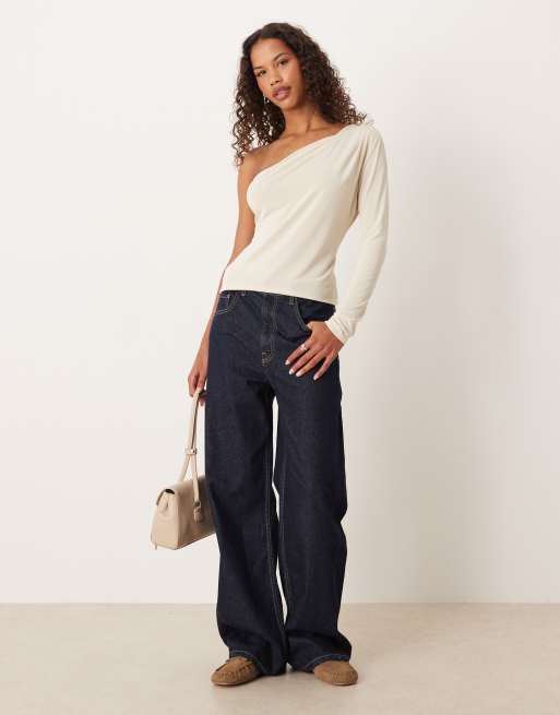 ASOS DESIGN - Langærmet og cremehvid top i modal med snoet skulder, 2 af 4